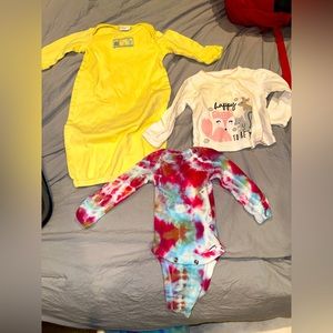 Baby girl 0-3 month set of onesies and pullovers